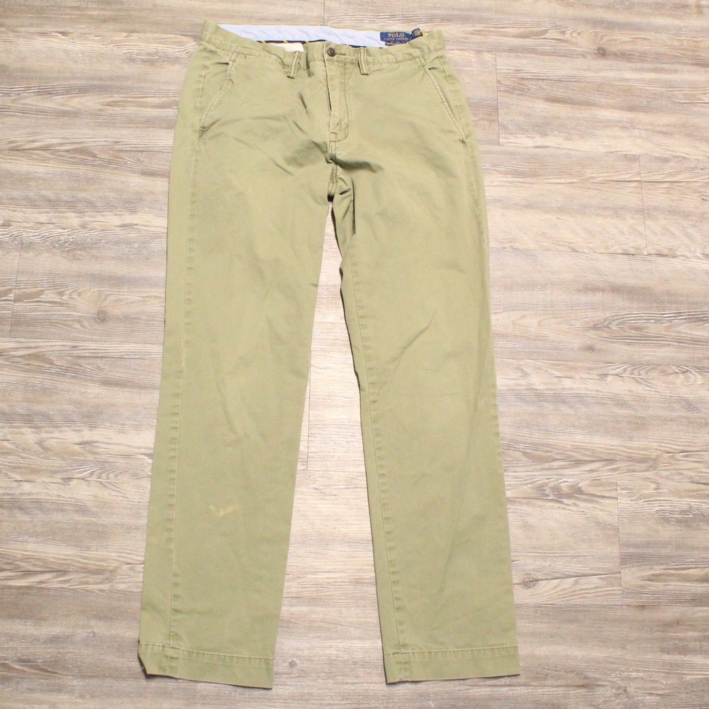 Polo Ralph Lauren Men's 32x32 Stretch Straight Fit Chino Pants Khaki Green